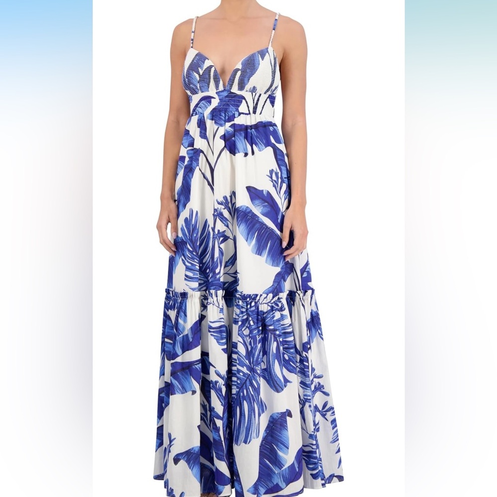Blue and White Floral Maxi Dress